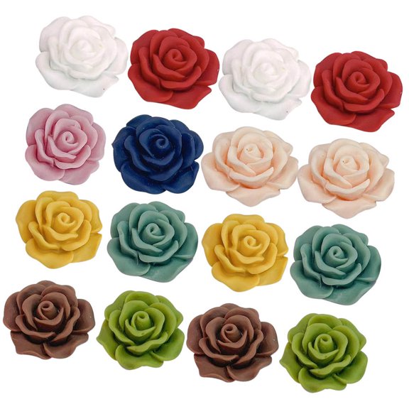 SOPOTUTU Rose Flower Charms Assorted Color Resin DIY Crafts for Phone Case and Hairband 45Pcs