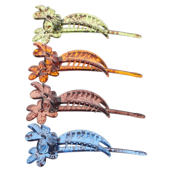 SOPOTUTU 4Pcs Vintage Flower Hair Forks Assorted Color Hairpins for Secure Low Bun Style