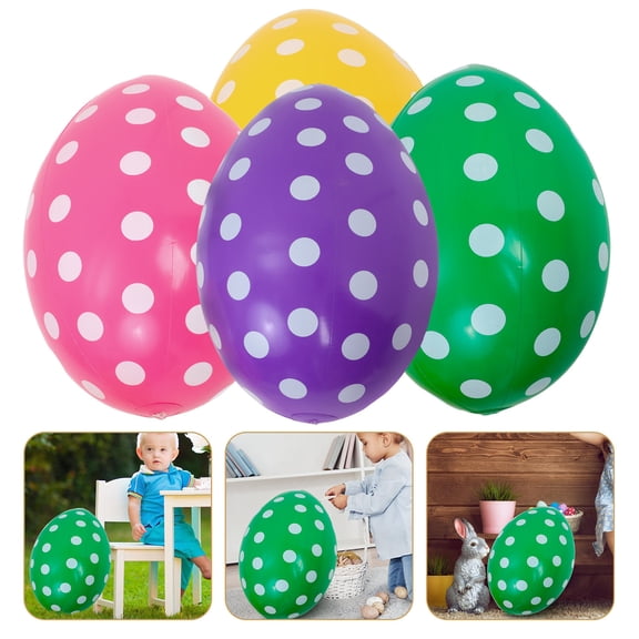 SOPOTUTU 4Pcs Assorted Color Inflatable Easter Eggs PVC Outdoor Decorations for Party Home Yard School