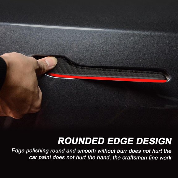 SOPOTUTU 4Pcs Precision Cut Carbon Fiber Car Door Handle Cover Black Exterior Wrap