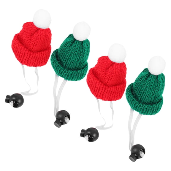 SOPOTUTU 4Pcs Lovely Knitting Pet Hats Soft Adjustable Xmas Caps for Reptiles and Small Animals