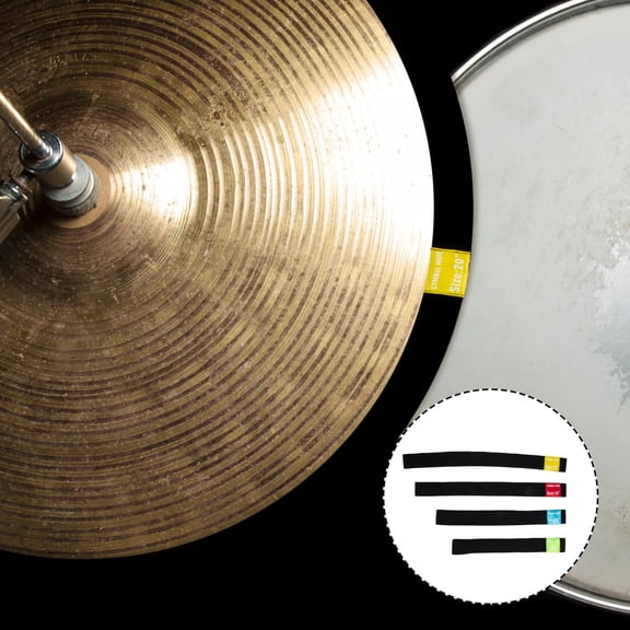 SOPOTUTU 4Pcs Strong Drum Cymbal Mute Belt Noise Elimination Drum Practice Tool