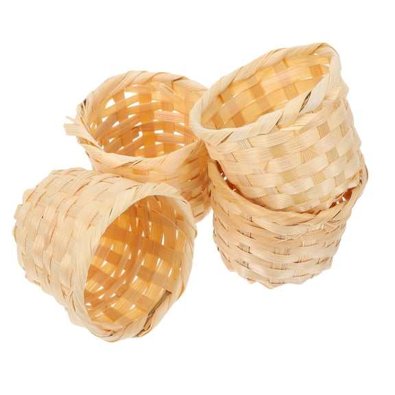SOPOTUTU 4Pcs Khaki Woven Desktop Basket Set Bamboo Storage Containers for Organizing Small Objects