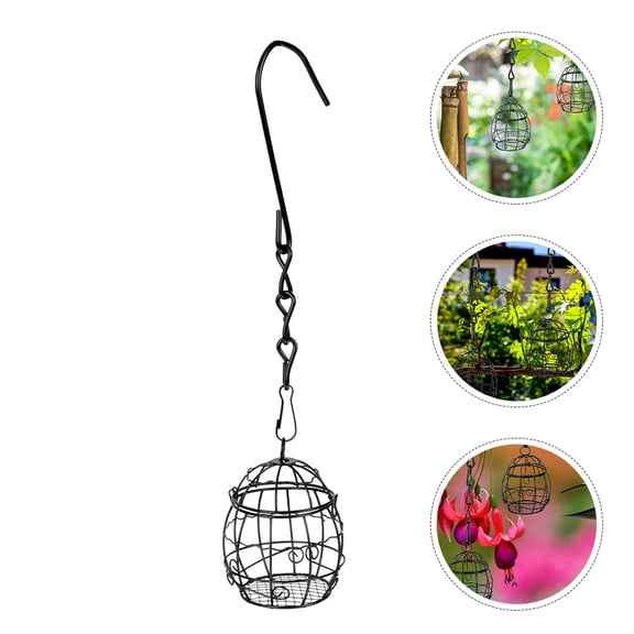 SOPOTUTU 4Pcs Black Metal Bird Feeders for Outdoor Hanging Easy to Clean Garden Patio Use