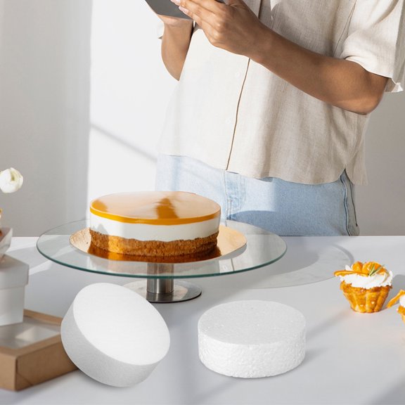SOPOTUTU White Foam Circles 4-Pack for Cake Decorating, Fondant Crafting, Sugar Art, Baking Tools and Pastry Accessories