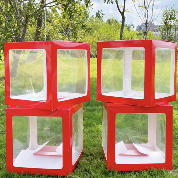 SOPOTUTU 4pcs Empty Party Balloon Box Decoration for Birthday and Wedding