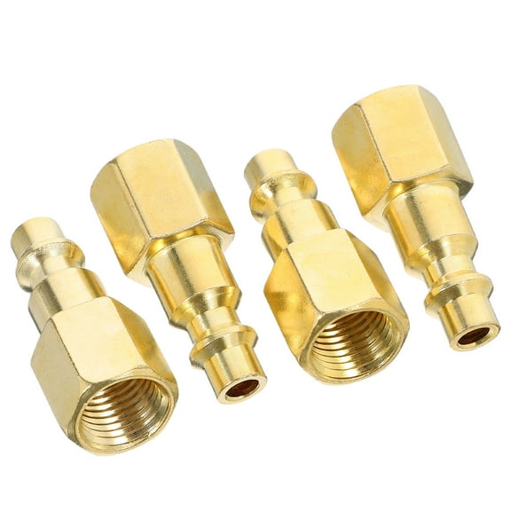 SOPOTUTU 4-Pack Golden Quick Connect Air Hose Fittings for Pneumatic Tools, Replacement, Easy Installation