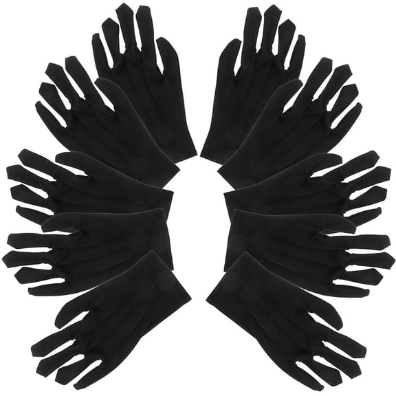 SOPOTUTU 5Pairs Black Nylon Protective Gloves Comfortable Fit for Coin and Art Handling
