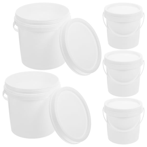 SOPOTUTU 5-Pack White Plastic Water Buckets with Handle Utility Buckets for Household and Outdoor Use