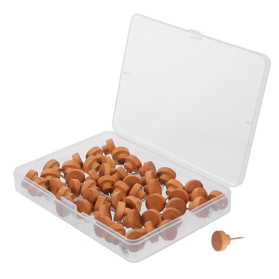 SOPOTUTU 50 Pcs Push Pins For Wall Wood Round For Organizing Notes At Home