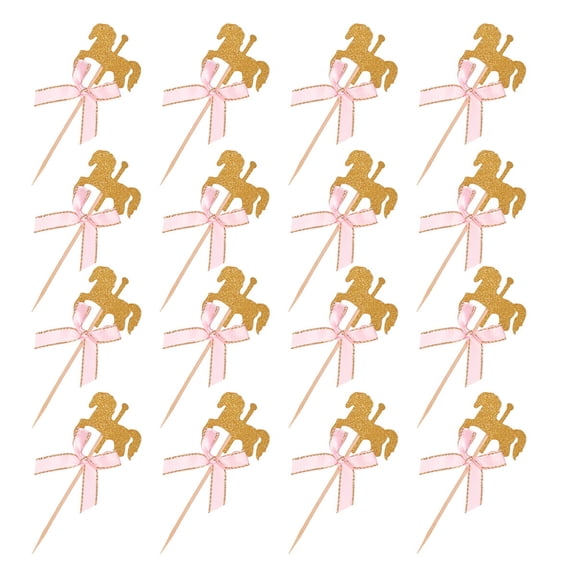 SOPOTUTU 50 Pieces Assorted Carousel Horse Cake Picks Party Decorations for Birthdays and Festivals Synthetic Material