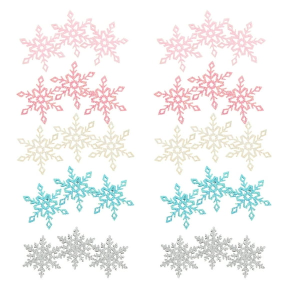 SOPOTUTU Assorted Color Snowflake Button Embellishments with Sequins and Non-Woven Fabric for Crafts