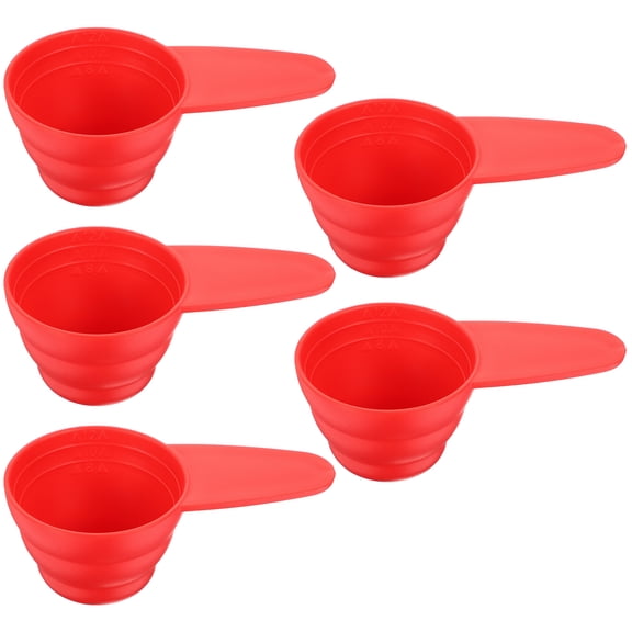 SOPOTUTU 5Pcs Red Measuring Spoons for Coffee Tea Sugar Salt with Comfortable Polished Handle
