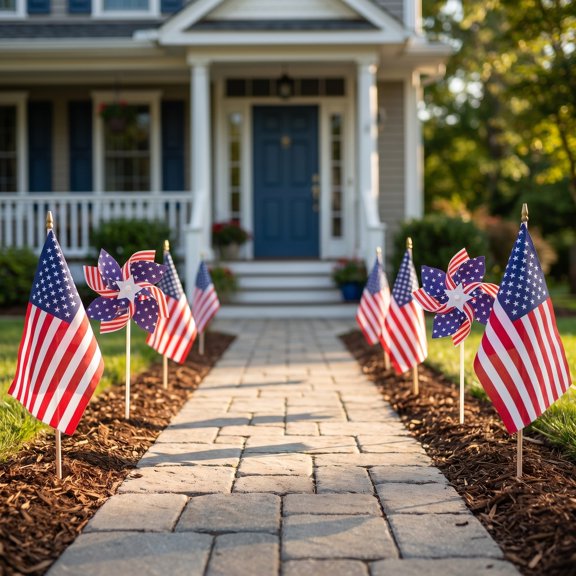 SOPOTUTU Usa Flag Garden Stakes Multi-Color Plastic for Outdoor Durability