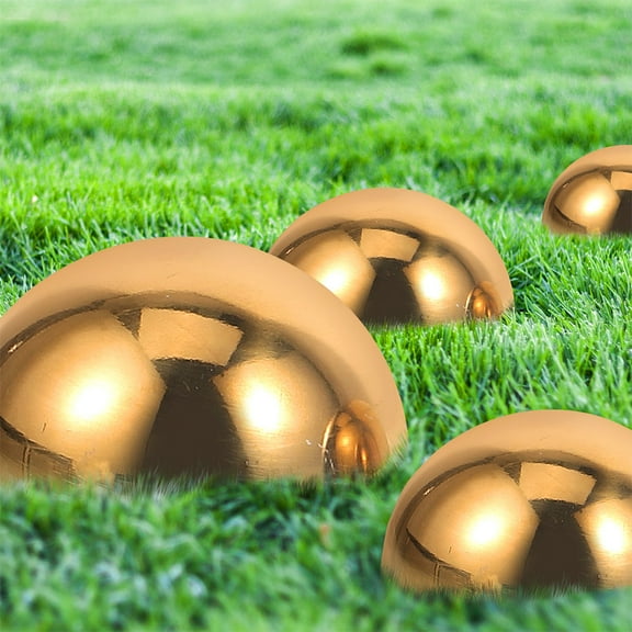 SOPOTUTU 5-Pack Garden Gazing , Golden Stainless Steel Outdoor Decorative Spheres for Yard, Patio, Lawn, and Garden