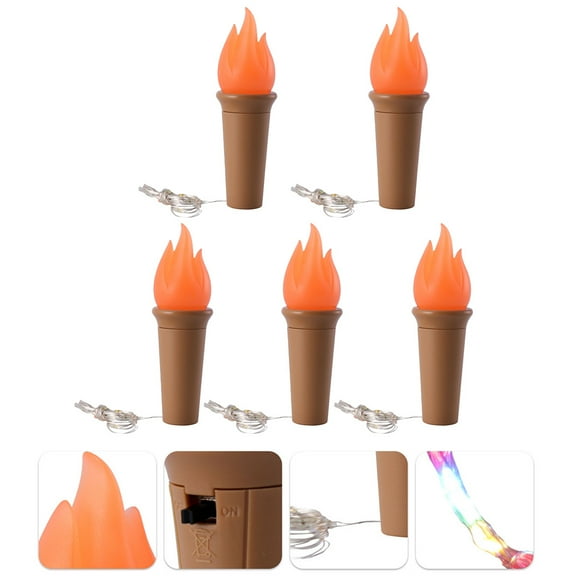 SOPOTUTU 5-Pack Assorted Color Battery Operated Flame Shaped LED Lamps for Home Decor and Party Lighting