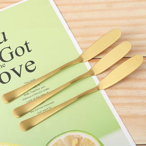 SOPOTUTU 6-Piece Golden Stainless Steel Spreader Set for Butter, Cheese, Jam, and Cream in Kitchen