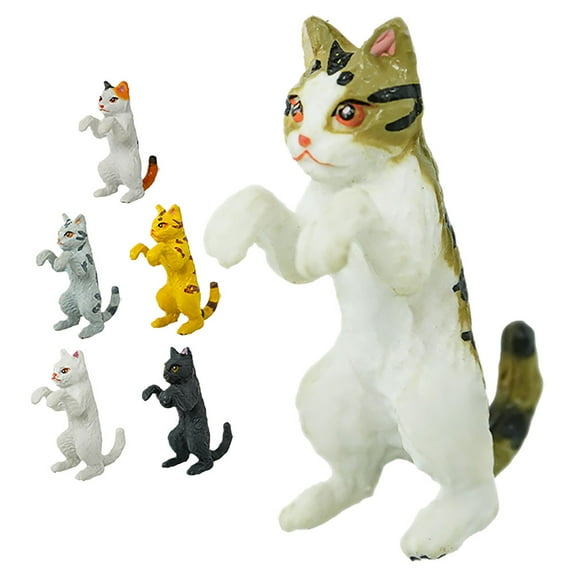 SOPOTUTU 6Pcs Mini Realistic Cat Figures Playset For Pet Lovers PVC Assorted Color Decoration