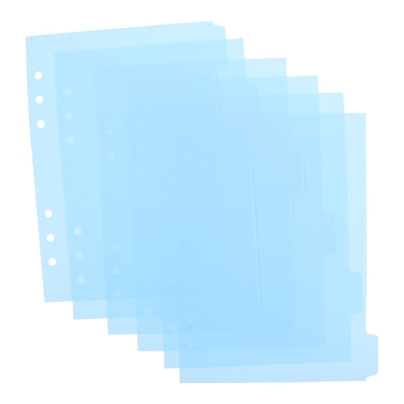 SOPOTUTU 6Pcs Sky Blue Plastic Loose Leaf Divider Sheets for Notebook with Tear Resistance