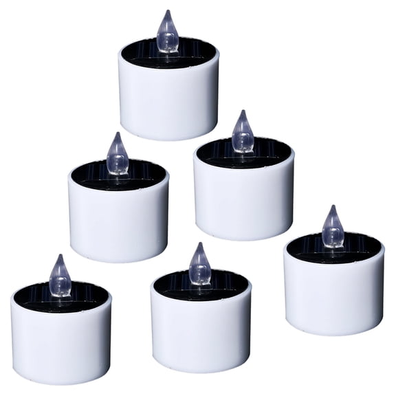 SOPOTUTU 6Pcs Solar Candle Lights White Flickering LED Tea Lights for Outdoor Patio Decoration