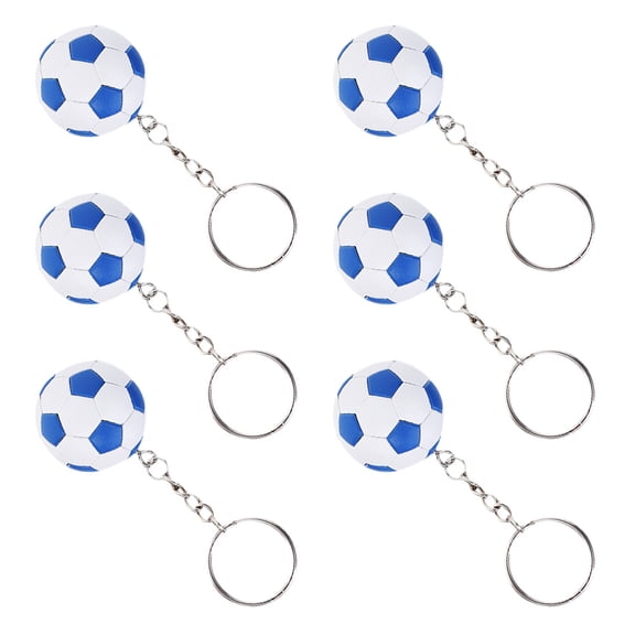 SOPOTUTU decorative key chain Football Charm Keychain Pendant Blue 6pcs Key Decoration Everyday Use for Fan Gear