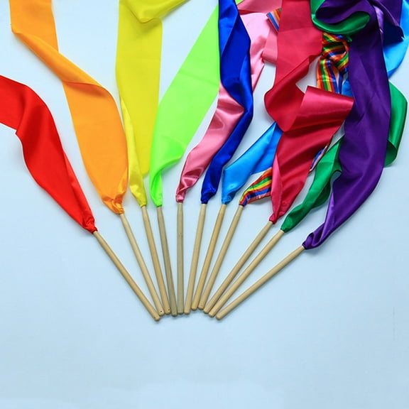 SOPOTUTU 7PCS Dance Streamers for Kids Bamboo Material Rhythmic Ribbon Dancing