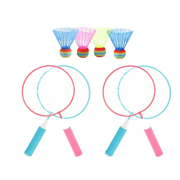 SOPOTUTU 8-Piece Outdoor Portable Badminton Racket Set for Kids, Assorted Colors, Lightweight Sports Gear