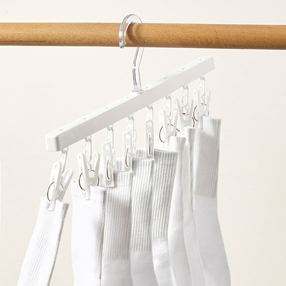 SOPOTUTU 4Pcs White Clip Hangers Clothes Organizer with 8 Clips for Wardrobe Storage