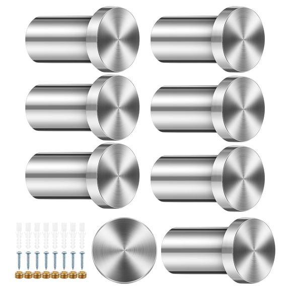 SOPOTUTU 8Pcs Multi Functional Stainless Steel Wall Hooks Silver for Bathroom and Kitchen