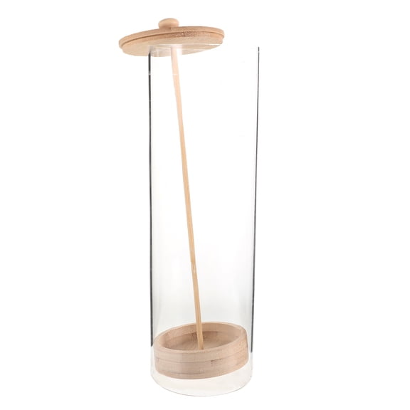 SOPOTUTU Multipurpose Acrylic Straw Storage Container with Wooden Lid for Cafe and Home Use
