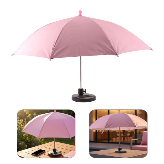 SOPOTUTU Pink Fabric Sunshade Umbrella for Outdoor Devices with Adjustable Stand