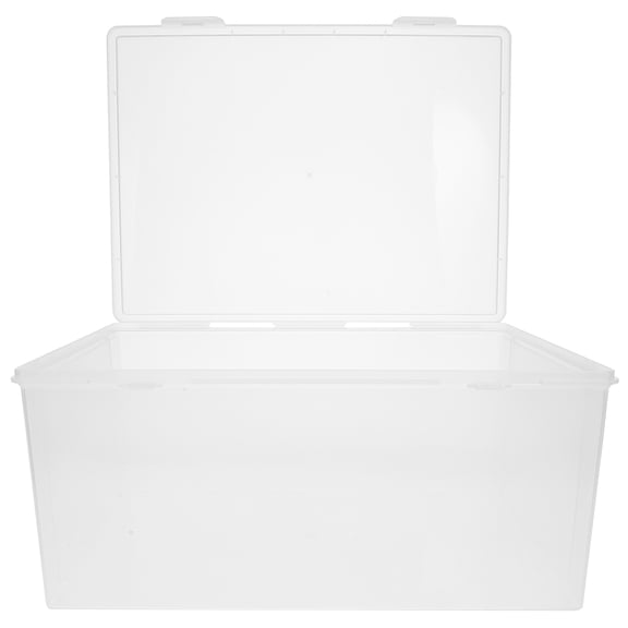 SOPOTUTU Clear Plastic File Box with Buckle Portable Document Storage Case for Office Use