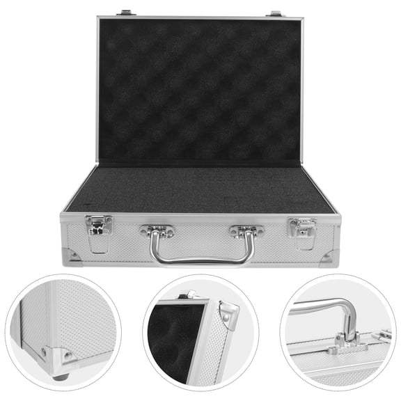 SOPOTUTU Portable Aluminum Storage Case Hard Metal Briefcase with Sponge Lining for Office and Tools