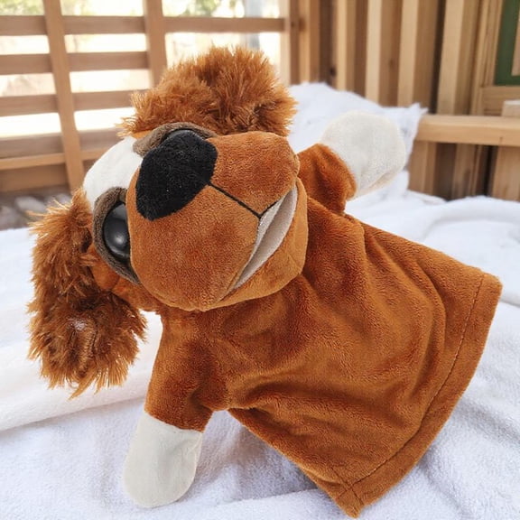 SOPOTUTU Soft Brown Animal Hand Puppets for Early Vocabulary and Dexterity Skills