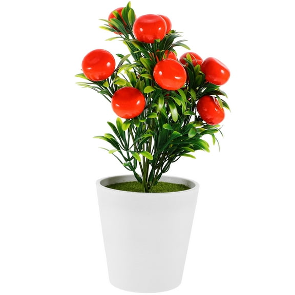 SOPOTUTU Artificial Bonsai Tree Orange Bonsai Ornament Red Plastic 1Pcs for Home