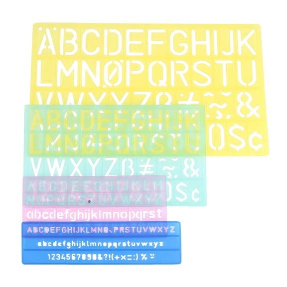 SOPOTUTU 4 Sets Plastic Symbol Template Rulers for Writing, Art, Craft, and Projects