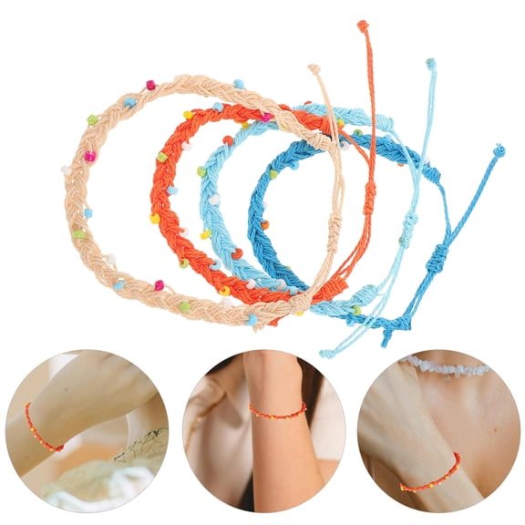 SOPOTUTU Waxed Polyester Cord Bracelet Assorted Colors Durable Waterproof Handmade