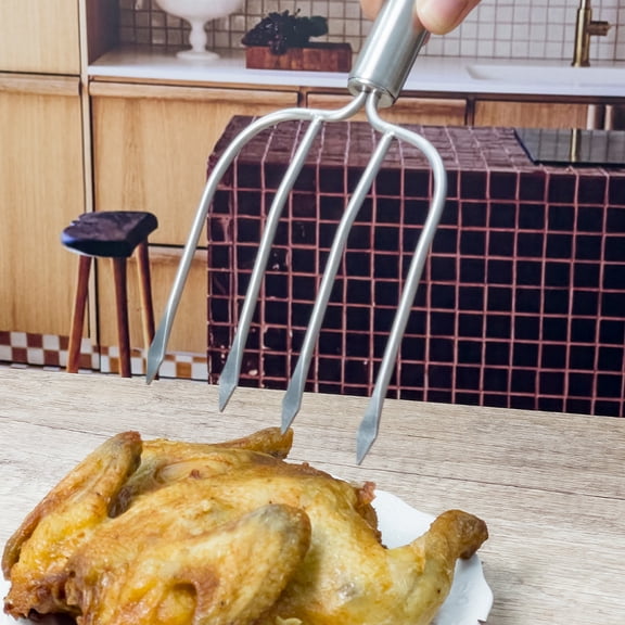 SOPOTUTU Portable Stainless Steel Carving Fork for Camping, Home, Outdoor BBQ and Kitchen Use,