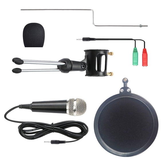 SOPOTUTU Black Condenser Microphone Kit with Cable and Bracket for Professional Vocal Recording