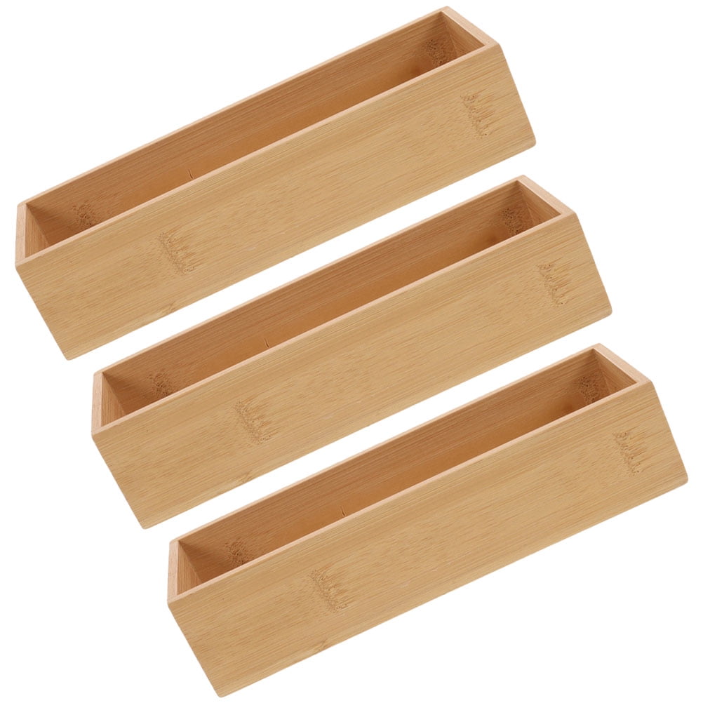 SOPOTUTU 3pcs Silverware Organizer Wooden Bamboo Drawer Organizer Organization for Homeowners Bedroom