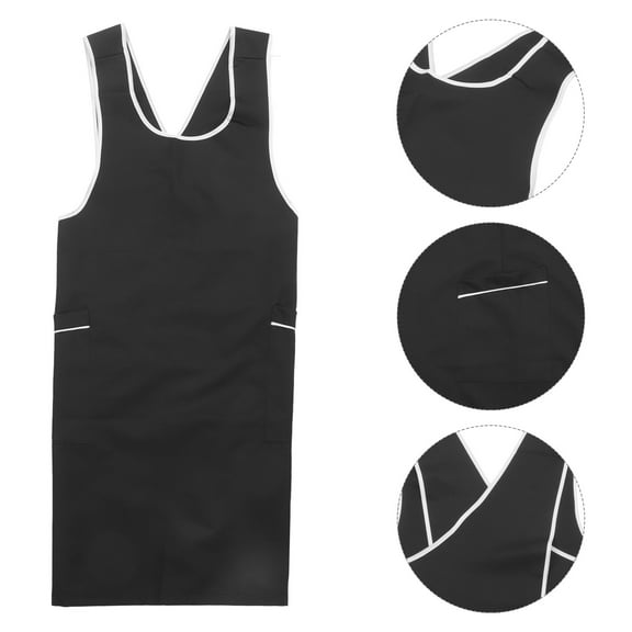 SOPOTUTU Black Barber Hair Uniform Soft Comfortable Apron for Hairdresser Workwear