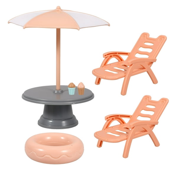 SOPOTUTU Miniature Beach Chair Dollhouse Furniture Accessory Made of ABS Plastic