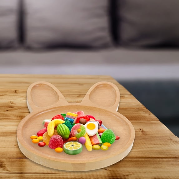 SOPOTUTU Easter Decorated Wooden Tray Rabbit Shape Wood Serving Food Adults Parties 1Pack
