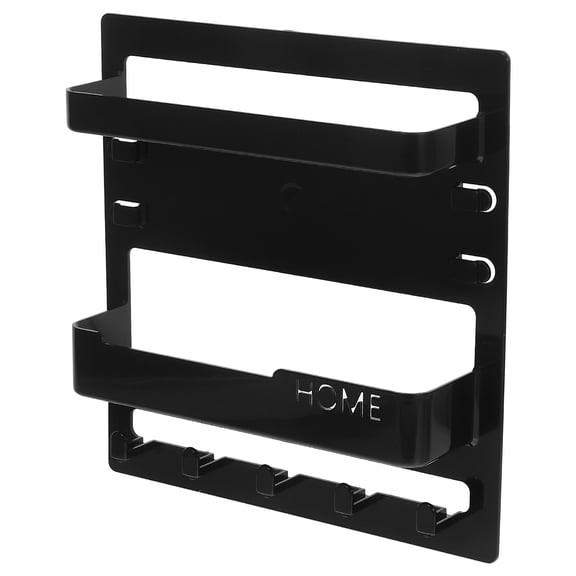 SOPOTUTU 1Set Entryway Wall Shelf with Key Hooks and Mail Organizer Black Plastic