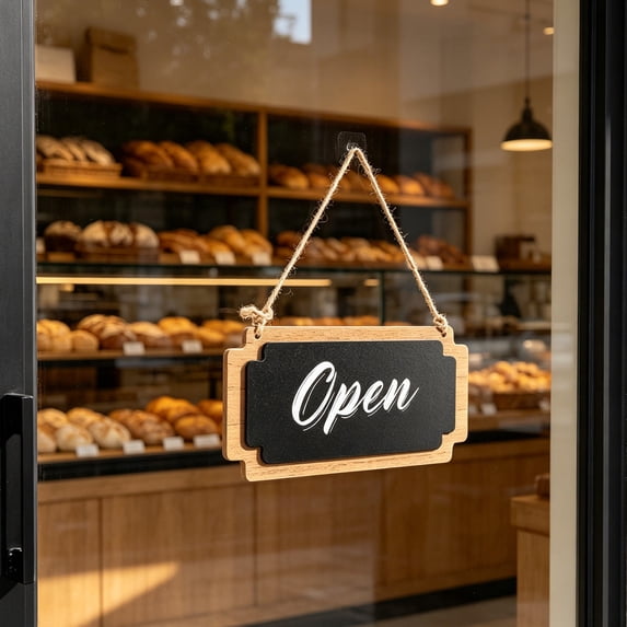 Open Sign Close. Sign SOPOTUTU Black Wooden Open Closed Sign for Business, Double Sided Wood ...