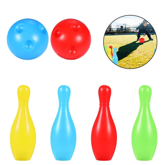 SOPOTUTU Indoor Outdoor Plastic Bowling Set with Assorted Colors and Safe Material