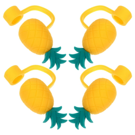 SOPOTUTU Bulk Reusable Pineapple Straw Toppers Cute Design for Families Party Drink Decorations