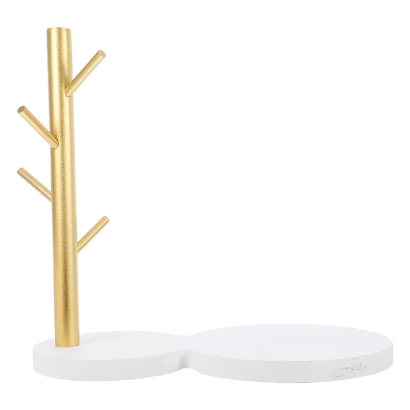 SOPOTUTU Wooden Cup Display Shelf with Mug Hangers for Countertop Kitchen and Living Room