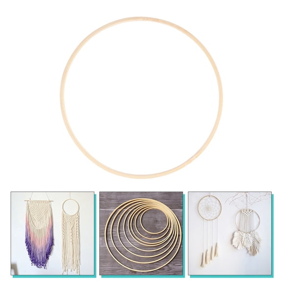 SOPOTUTU Bamboo Wood Circle DIY Bamboo Round Fan Ring Beige 1Set 7.9x7.9in