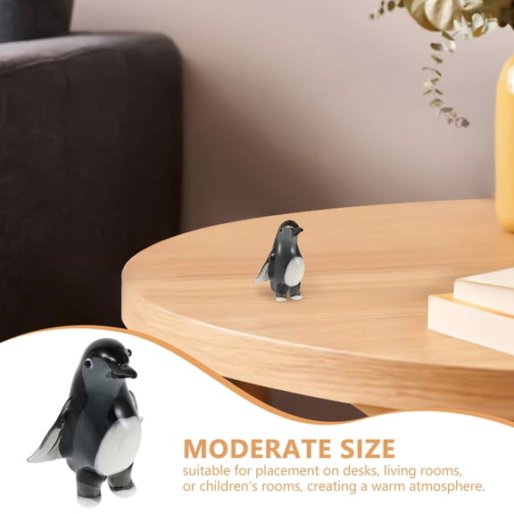 SOPOTUTU Crystal Penguin Figurine Grey Realistic Craftsmanship for Home Office Decor